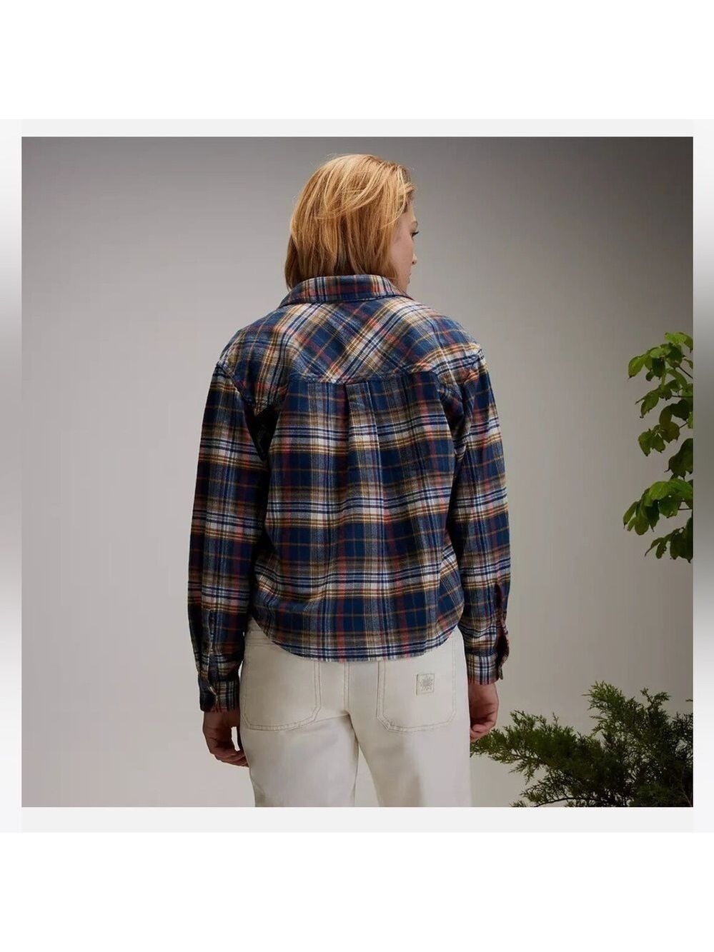 Alpine Design Womens Flannel XL Navy Brown Plaid - Picture 2 of 7